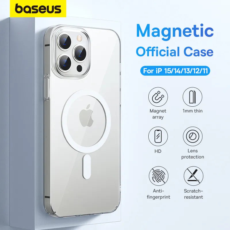 Baseus Magnetic Case for iPhone 14 15 13 12 11 Pro Max Wireless Charging Cover For iPhone 15 13 12 Pro Max PC Magnet Phone Case
