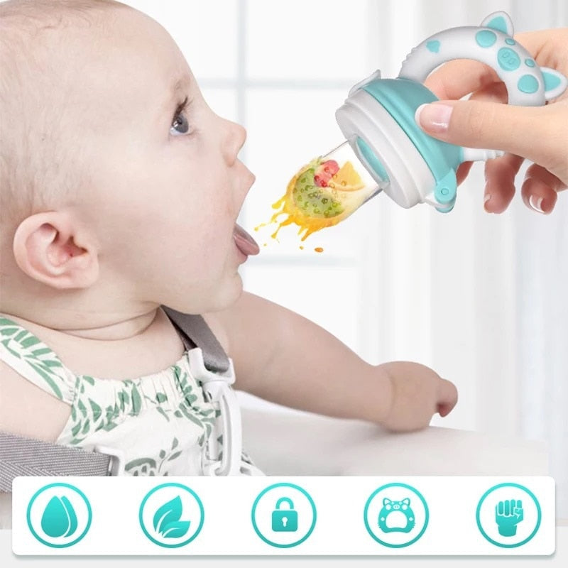 Baby Food Feeding Spoon Juice Extractor Fruit Feeder Pacifier Baby Feeding Bottle Silicone Gum Fruit Vegetable Bite Eat Feeder