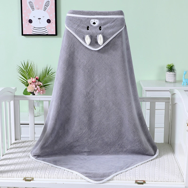 Children Hooded Bath Towel Cute Soft Coral Velvet Fleece Blanket Cartoon Animal Style Newborn Bathrobe Quilt Washcloth