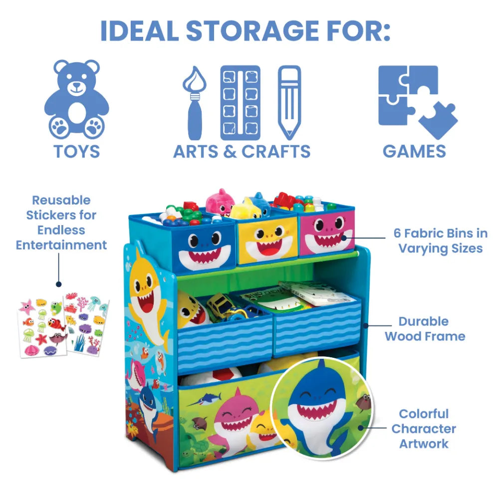 6 Bin Design and Store Toy Organizer by Delta Children, Greenguard Gold Certified storage box  organizer