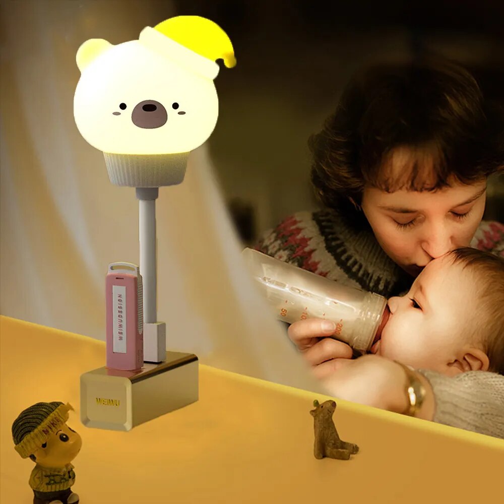 USB Cartoon Cute Night Light With Remote Control Babies Bedroom Decorative Feeding Light Bedside Tabe Lamp Xmas Gifts For Kids