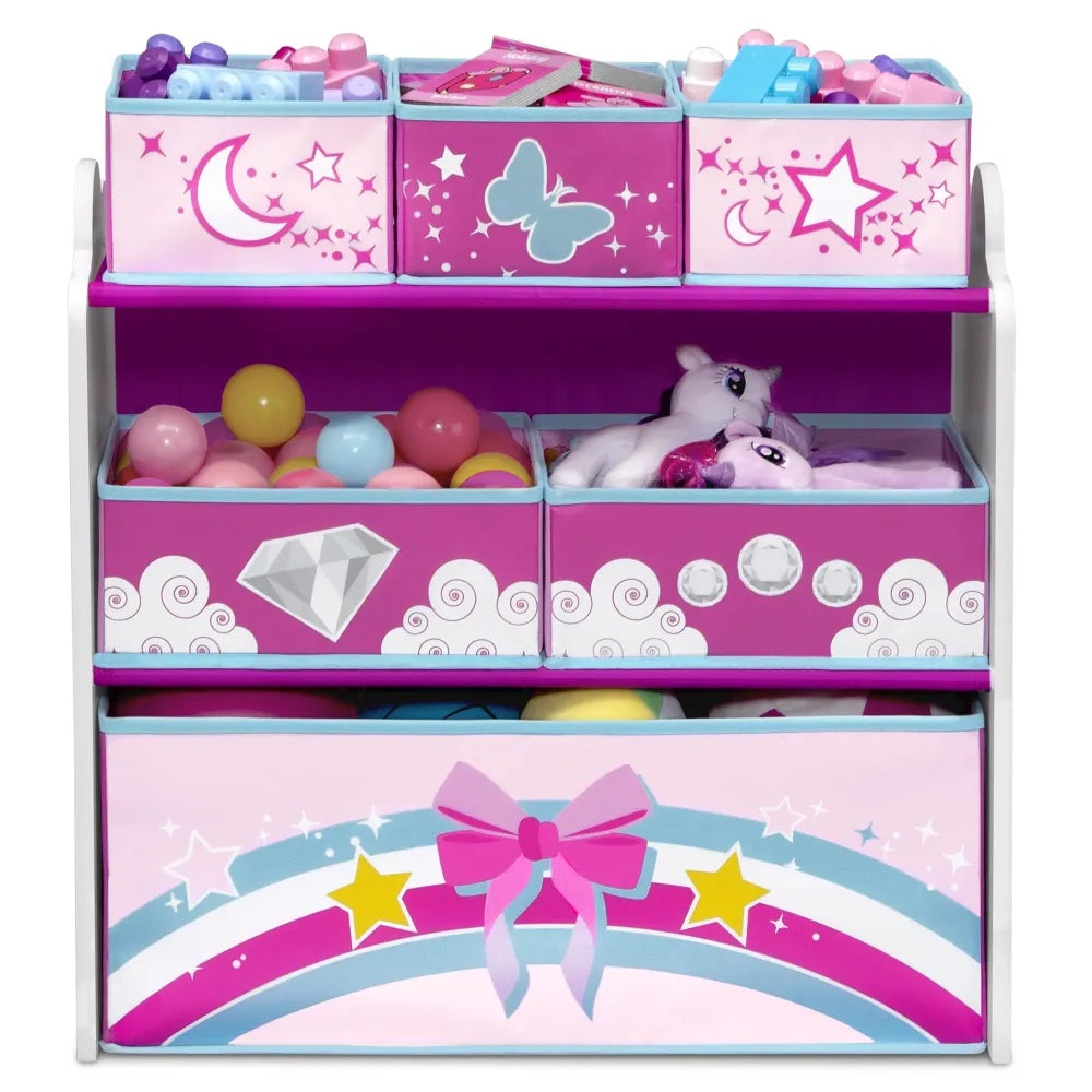Delta Children Unicorn Design & Store 6 Bin Toy Storage Organizer - Greenguard Gold Certified storage  home organizer