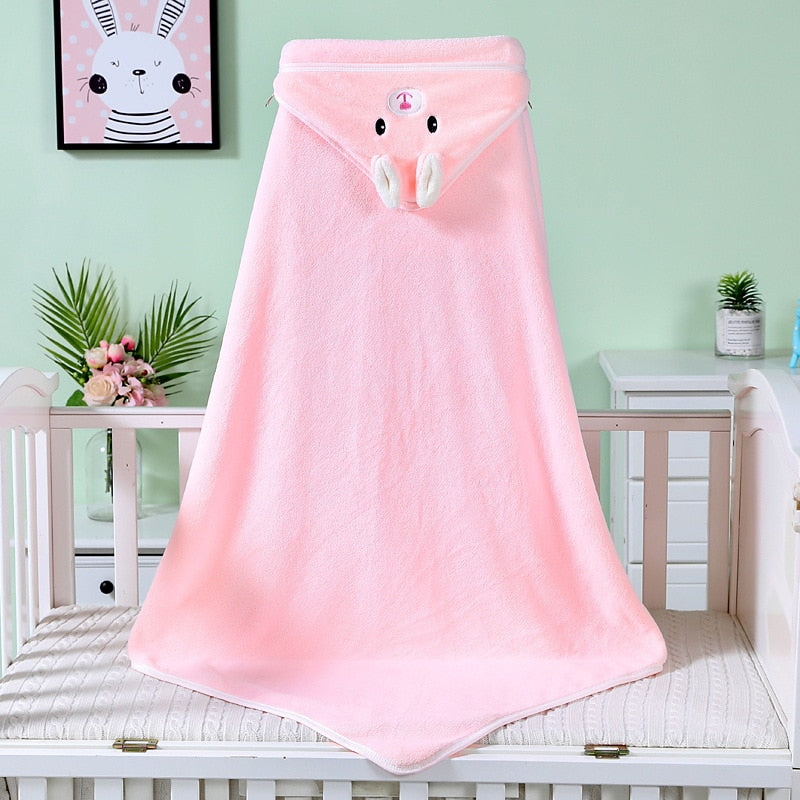 Children Hooded Bath Towel Cute Soft Coral Velvet Fleece Blanket Cartoon Animal Style Newborn Bathrobe Quilt Washcloth